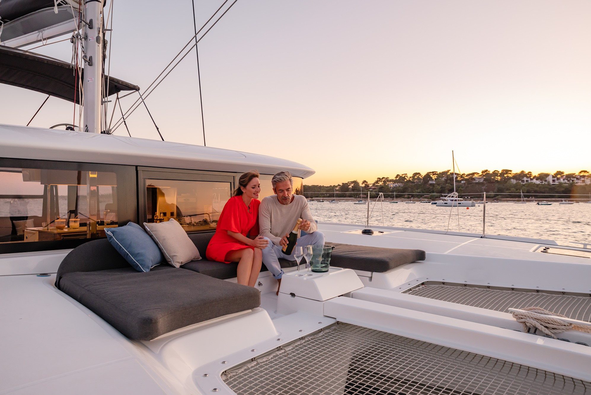Lagoon 46 bow lounge